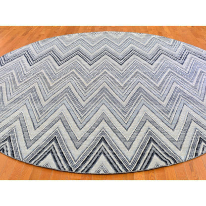Modern and Contemporary Wool & Silk Hand Knotted Rug Ivory Not Border 11.9X11.9 -O066853