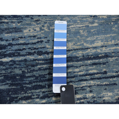 Modern and Contemporary Wool Hand Knotted Rug Blue Not Border 4.2X10.3 -O066859