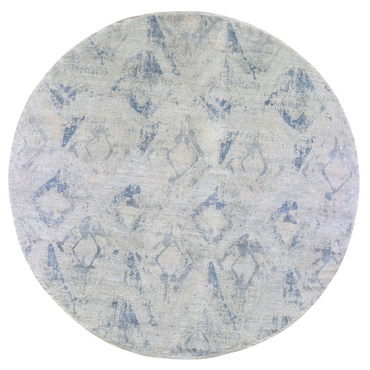 Modern and Contemporary Wool & Silk Hand Knotted Rug Ivory No Border 12.0X12.0 -O066867