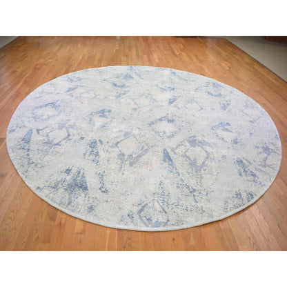 Modern and Contemporary Wool & Silk Hand Knotted Rug Ivory No Border 12.0X12.0 -O066867