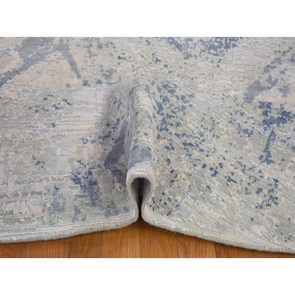 Modern and Contemporary Wool & Silk Hand Knotted Rug Ivory No Border 12.0X12.0 -O066867