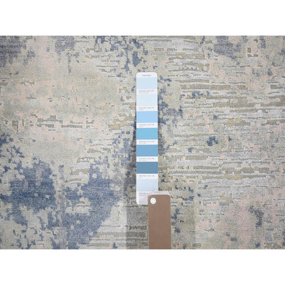 Modern and Contemporary Wool & Silk Hand Knotted Rug Ivory No Border 12.0X12.0 -O066867