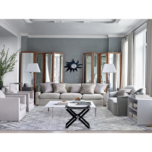 Modern and Contemporary Wool & Silk Hand Knotted Rug Ivory No Border 9.10X14.3 -O066874