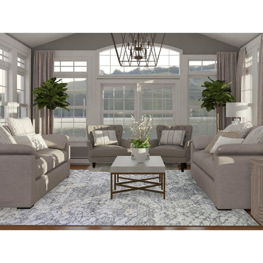 Modern and Contemporary Wool & Art Silk Hand Knotted Rug Grey No Border 10.1X14.2 -O066875