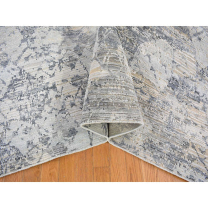 Modern and Contemporary Wool & Art Silk Hand Knotted Rug Grey No Border 10.1X14.2 -O066875