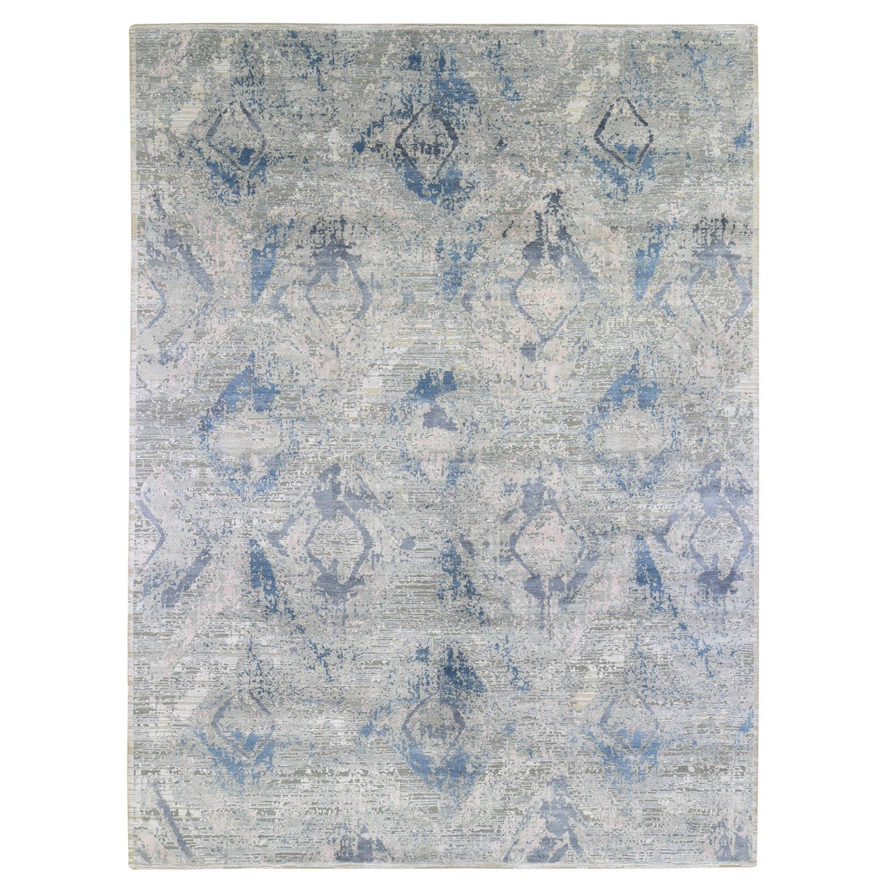 Ivory 9'0" x 12'1" Modern and Contemporary Hand knotted Wool/Silk Rug - Sku: O066876
