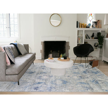 Modern and Contemporary Wool & Silk Hand Knotted Rug Ivory No Border 9.0X12.1 -O066876