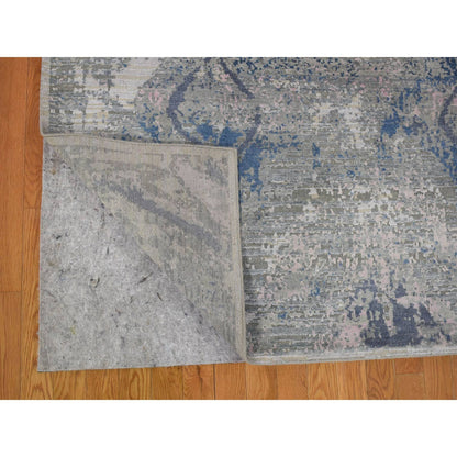 Modern and Contemporary Wool & Silk Hand Knotted Rug Ivory No Border 9.0X12.1 -O066876