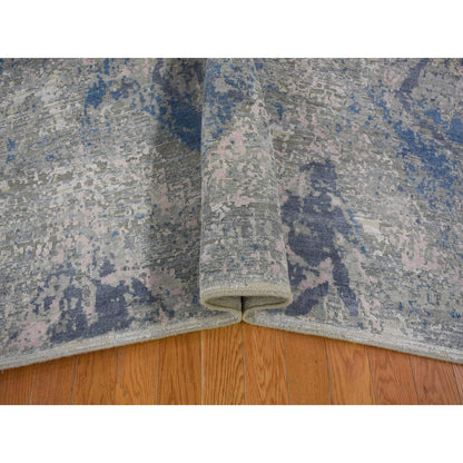 Modern and Contemporary Wool & Silk Hand Knotted Rug Ivory No Border 9.0X12.1 -O066876