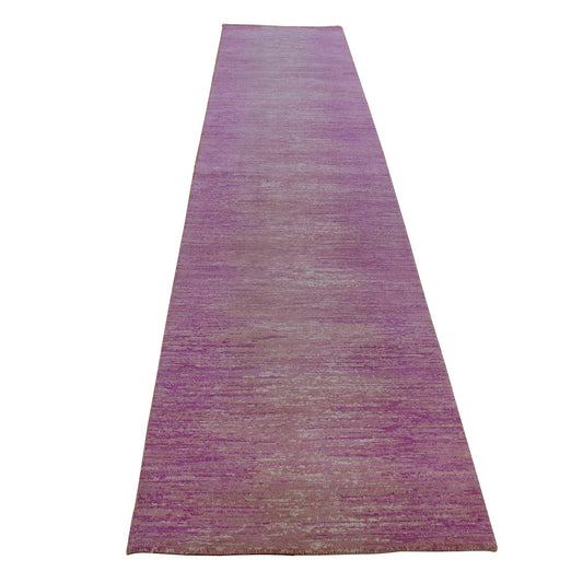 Modern and Contemporary Wool Hand Knotted Rug Pink No Border 2.6X12.4 -O066877