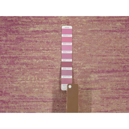 Modern and Contemporary Wool Hand Knotted Rug Pink No Border 2.6X12.4 -O066877