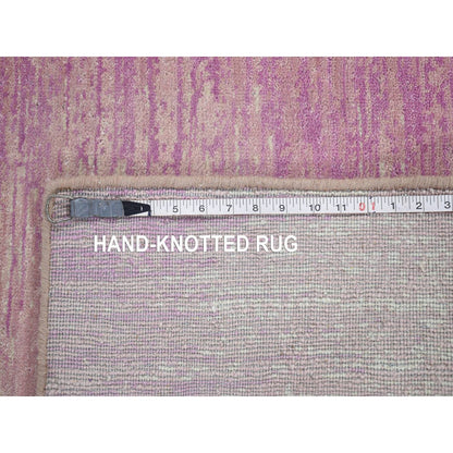 Modern and Contemporary Wool Hand Knotted Rug Pink No Border 2.6X12.4 -O066877