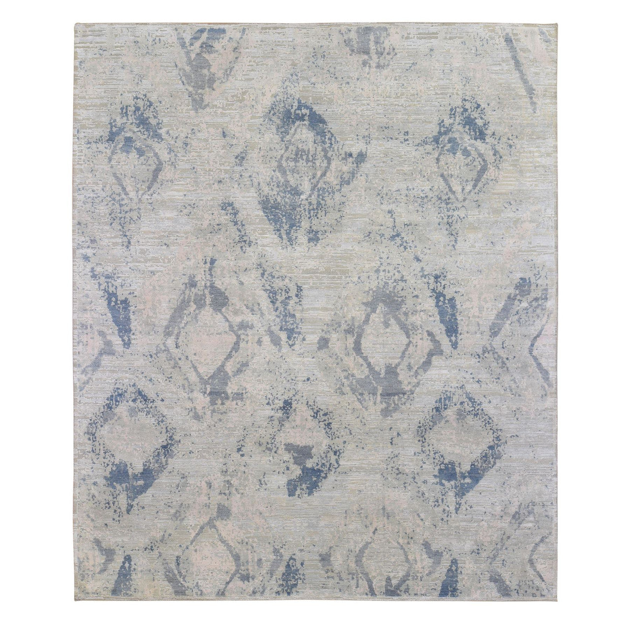 Blue 8'0" x 9'6" Modern and Contemporary Hand knotted Wool/Silk Rug - Sku: O066884