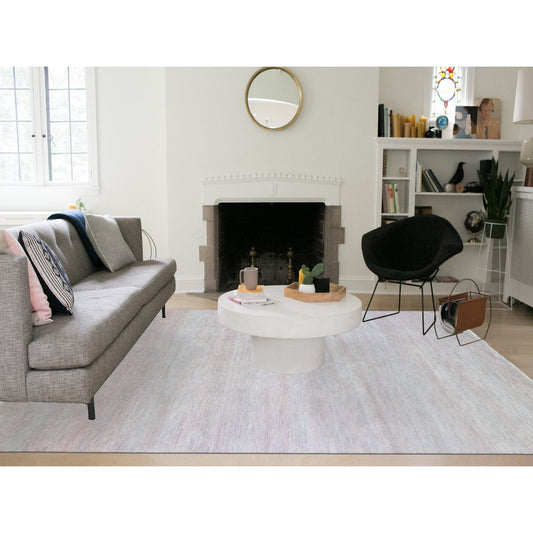 Modern and Contemporary Wool & Silk Hand Knotted Rug Pink No Border 9.0X12.1 -O066896