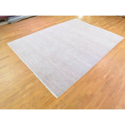 Modern and Contemporary Wool & Silk Hand Knotted Rug Pink No Border 9.0X12.1 -O066896
