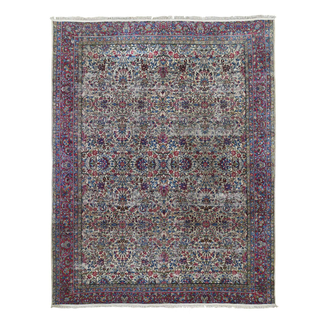 Antique Wool Hand Knotted Rug Beige Red 8.9X11.3 -O066949