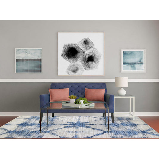 Modern and Contemporary Wool & Silk Hand Knotted Rug Blue No Border 6.1X9.1 -O066957