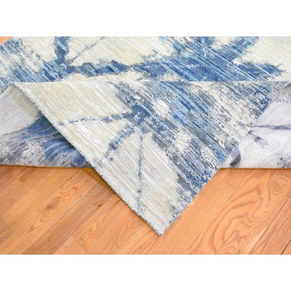 Modern and Contemporary Wool & Silk Hand Knotted Rug Blue No Border 6.1X9.1 -O066957