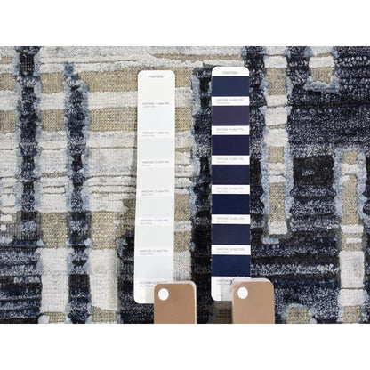 Modern and Contemporary Wool & Silk Hand Knotted Rug Ivory No Border 8.0X10.1 -O066958