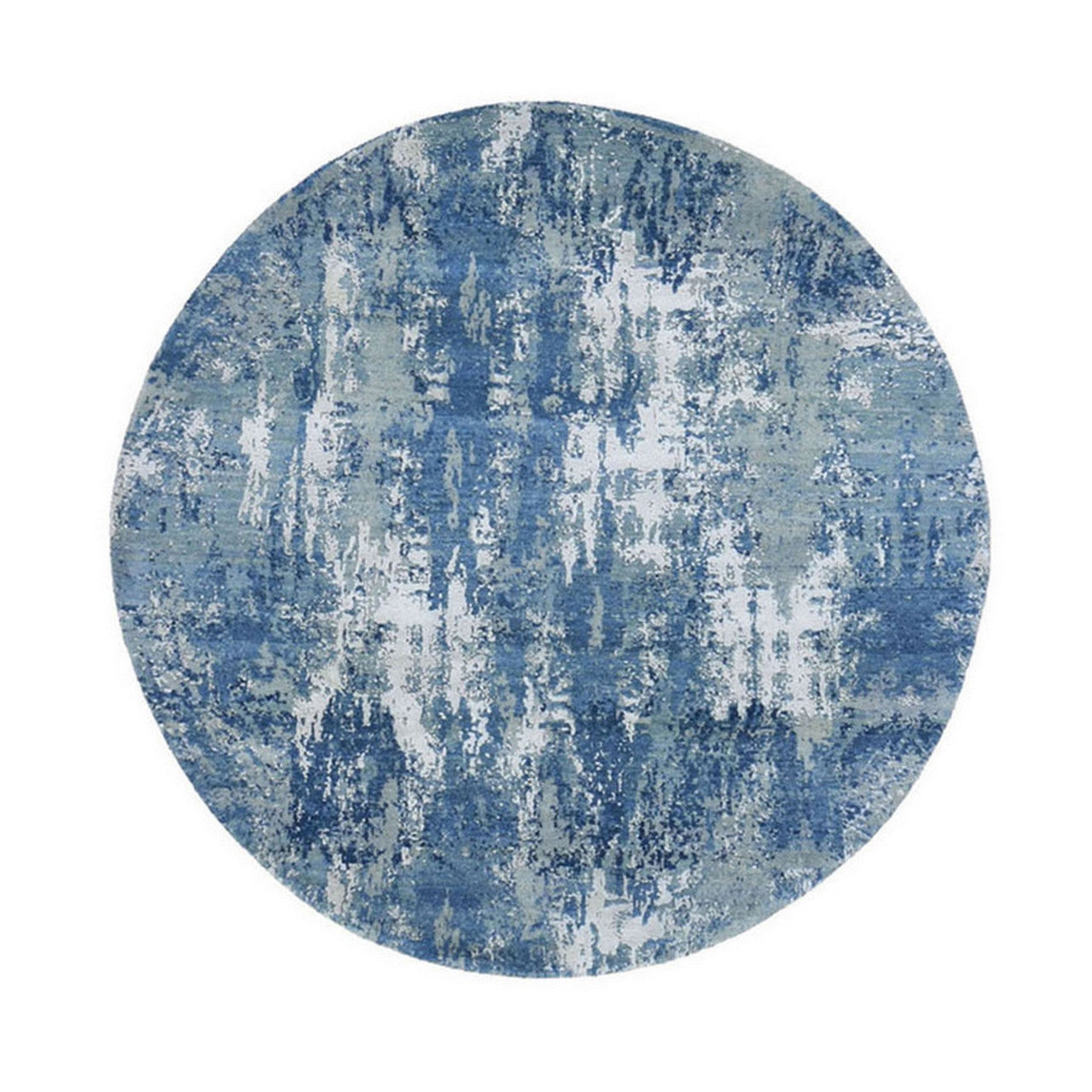 Blue 6'2" x 6'2" Modern and Contemporary Hand knotted Wool/Silk Rug - Sku: O066961