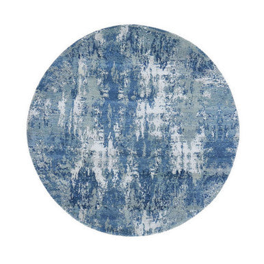Modern and Contemporary Wool & Silk Hand Knotted Rug Blue No Border 6.2X6.2 -O066961