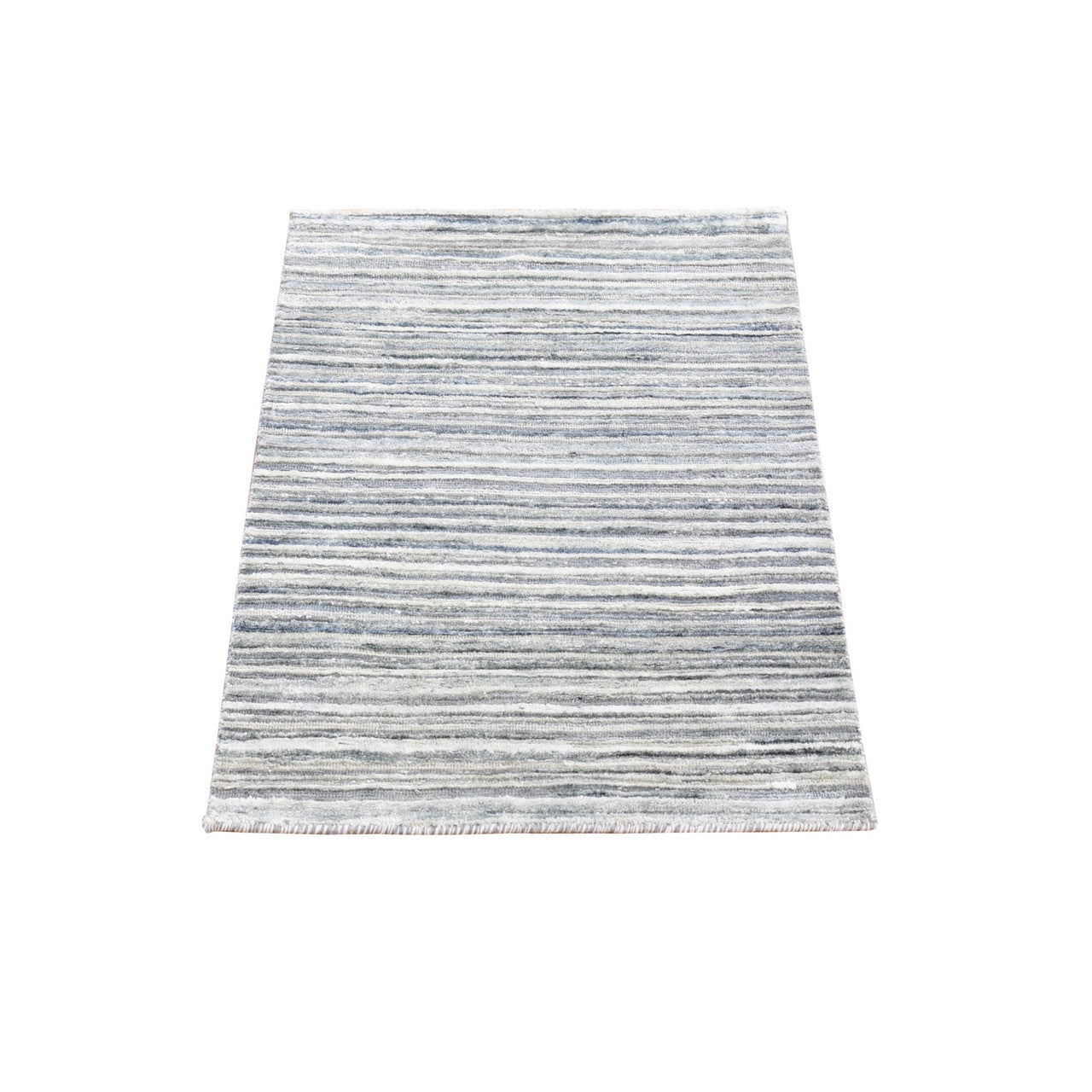 Ivory 2'0" x 3'0" Modern and Contemporary & Pure Hand knotted Wool/Silk Rug - Sku: O066966