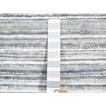 Modern and Contemporary Wool & Pure Silk Hand Knotted Rug Ivory No Border 2.0X3.0 -O066966