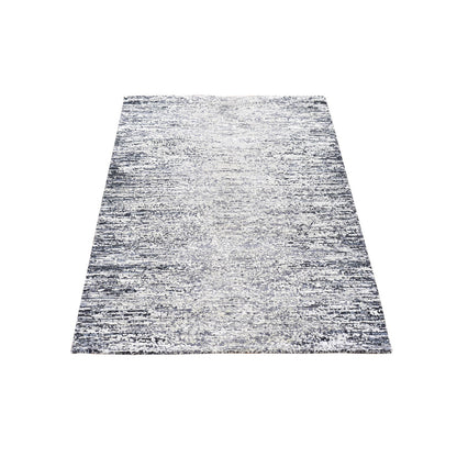 Modern and Contemporary Wool & Silk Hand Knotted Rug Black No Border 3.0X5.0 -O066967