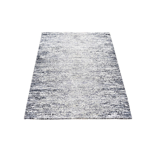 Modern and Contemporary Wool & Silk Hand Knotted Rug Black No Border 3.0X5.0 -O066967
