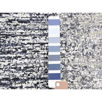 Modern and Contemporary Wool & Silk Hand Knotted Rug Black No Border 3.0X5.0 -O066967