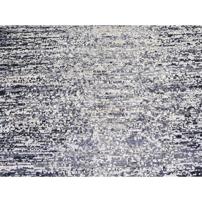 Modern and Contemporary Wool & Silk Hand Knotted Rug Black No Border 3.0X5.0 -O066967