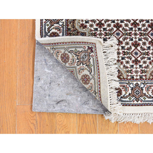 Fine Oriental Wool Hand Knotted Rug Brown Ivory 2.9X9.8 -O066968