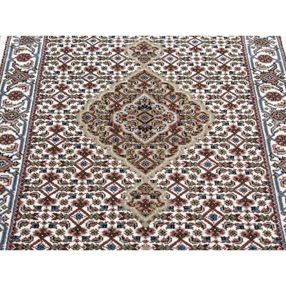 Fine Oriental Wool Hand Knotted Rug Brown Ivory 2.9X9.8 -O066968