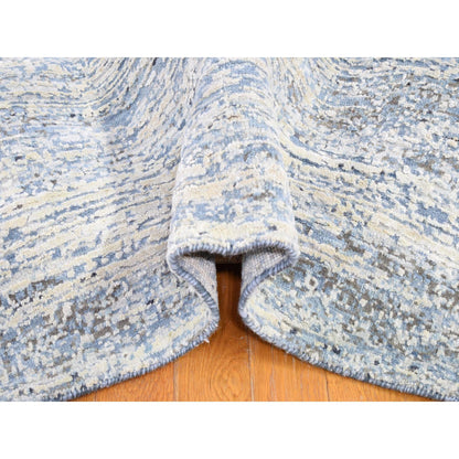 Modern and Contemporary Wool & Silk Hand Knotted Rug Blue No Border 12.0X18.0 -O066974