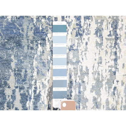 Modern and Contemporary Wool & Silk Hand Knotted Rug Blue No Border 2.6X10.1 -O066980