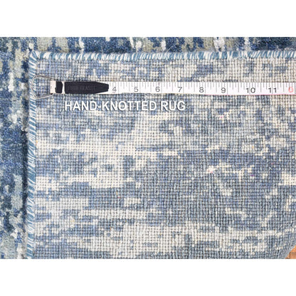 Modern and Contemporary Wool & Silk Hand Knotted Rug Blue No Border 2.6X10.1 -O066980