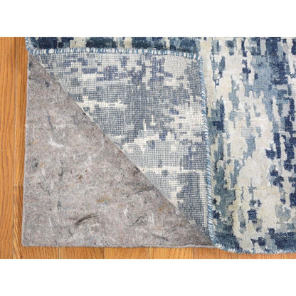 Modern and Contemporary Wool & Silk Hand Knotted Rug Blue No Border 3.8X17.2 -O066984