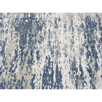 Modern and Contemporary Wool & Silk Hand Knotted Rug Blue No Border 2.7X12.2 -O066985