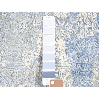 Modern and Contemporary Wool & Silk Hand Knotted Rug Blue No Border 6.0X9.3 -O066986