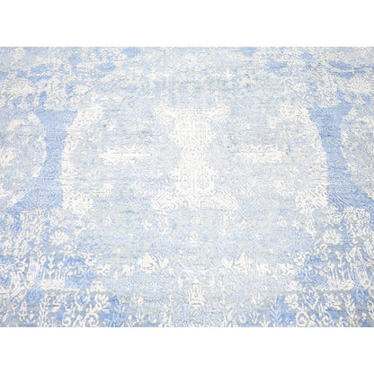 Modern and Contemporary Wool & Silk Hand Knotted Rug Blue No Border 6.0X9.3 -O066986