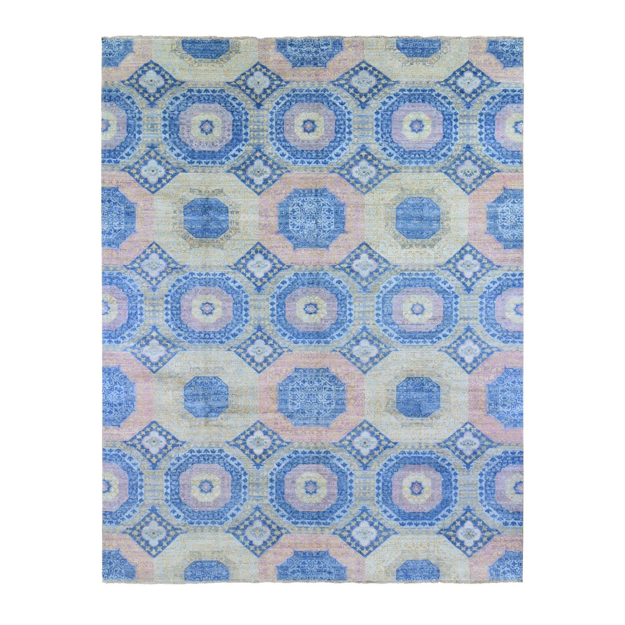 Blue 9'0" x 11'8" Mamluk Hand knotted Wool Rug - Sku: O066997