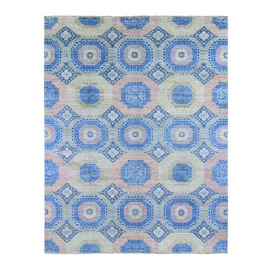 Mamluk Wool Hand Knotted Rug Blue No Border 9.0X11.8 -O066997