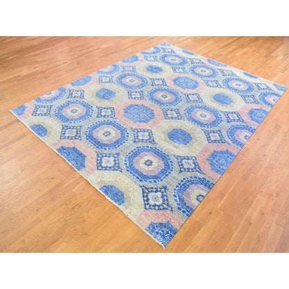 Mamluk Wool Hand Knotted Rug Blue No Border 9.0X11.8 -O066997