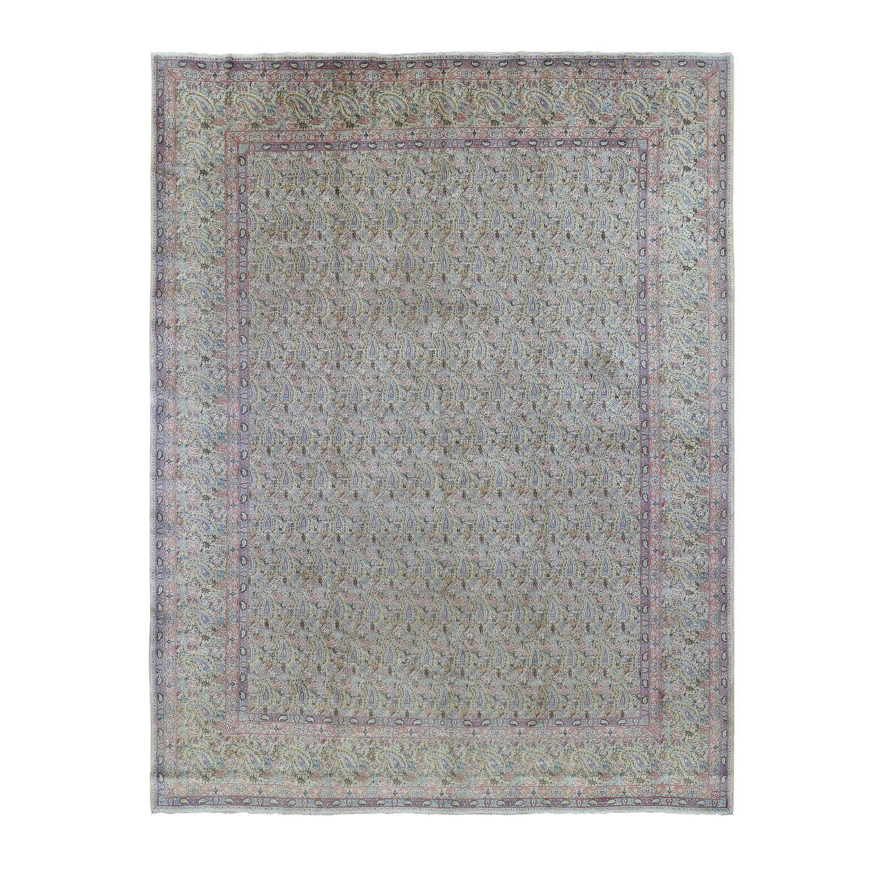 Antique Wool Hand Knotted Rug Ivory Ivory 10.0X13.0 -O066998