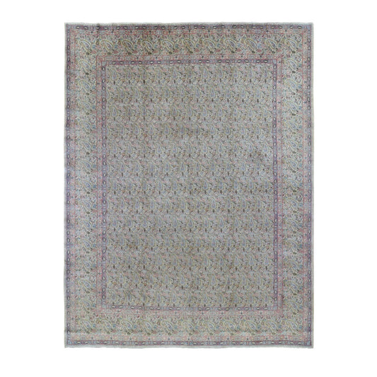Antique Wool Hand Knotted Rug Ivory Ivory 10.0X13.0 -O066998