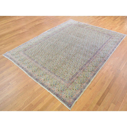 Antique Wool Hand Knotted Rug Ivory Ivory 10.0X13.0 -O066998