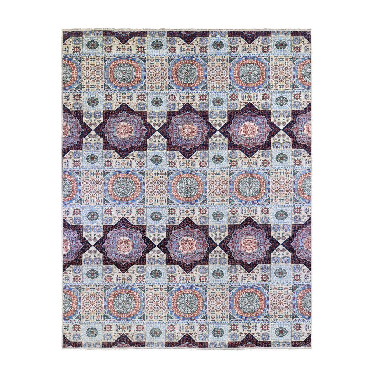 Mamluk Wool Hand Knotted Rug Ivory No Border 10.0X13.9 -O066999