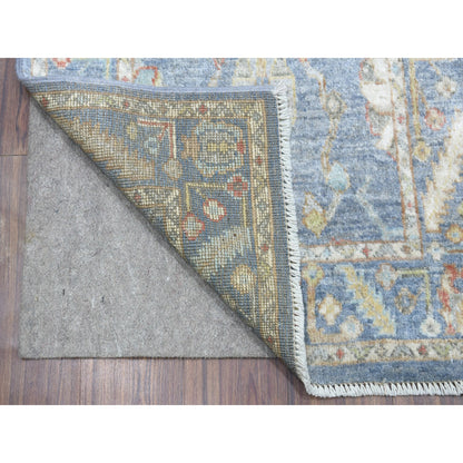 Oushak And Peshawar Wool Hand Knotted Rug Blue Denim 2.6X19.0 -O067032