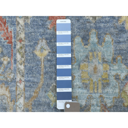 Oushak And Peshawar Wool Hand Knotted Rug Blue Denim 2.6X19.0 -O067032