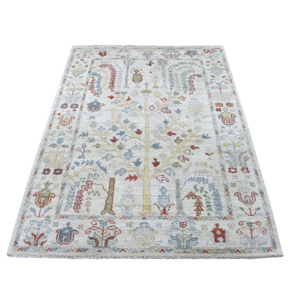 Oushak And Peshawar Wool Hand Knotted Rug Ivory Ivory 4.2X6.0 -O067076
